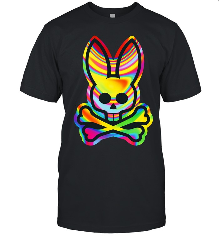 Psychedelic Bunny Skull Rainbow Graphic Unisex T-Shirt