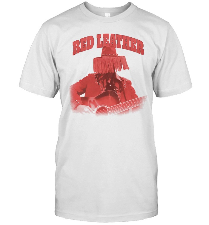 Red Leather Hat Guitar Unisex T-Shirt
