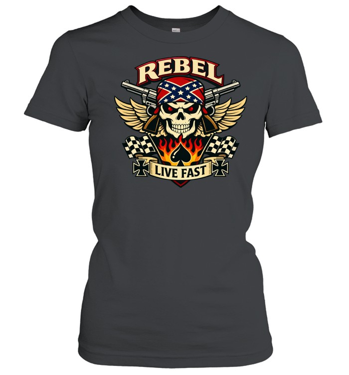 Vintage Skull Biker Wings Live Fast Racing Badge Retro Motorcycle Women T-Shirt