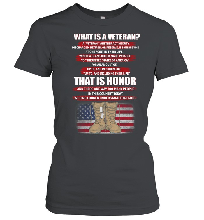 What Is A Veteran Honor Definition Patriotic American Veteran Women T-Shirt