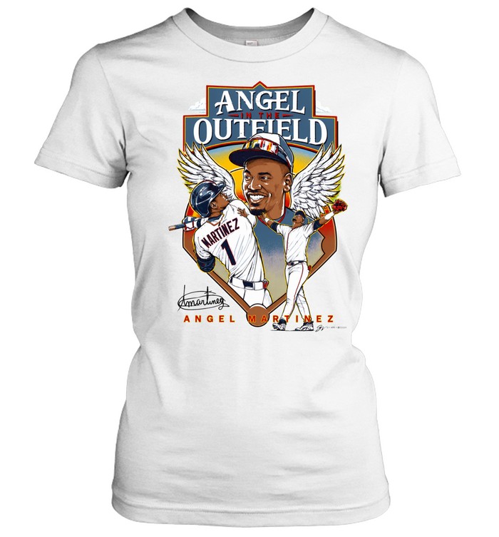 Angel Martinez In The Outfield Cleveland Baseball Signature Women T-Shirt