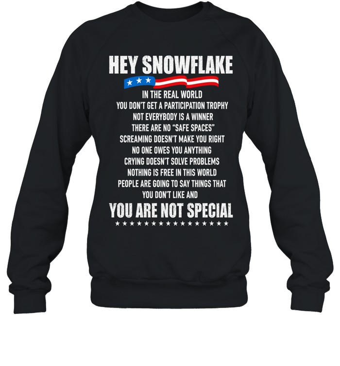 Hey Snowflake In The Real World You Are Not Special Sweatshirt