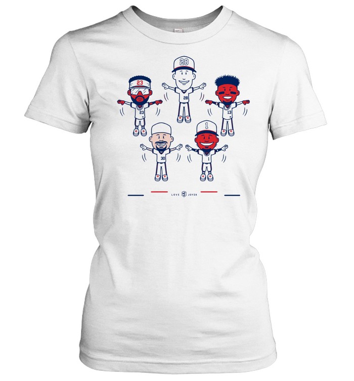 Matt Olson Drake Baldwin Michael Harris II Ronald Acuña Jr. And Ozzie Albies Keep Flying 2 Atlanta Braves Caricatures Women T-Shirt