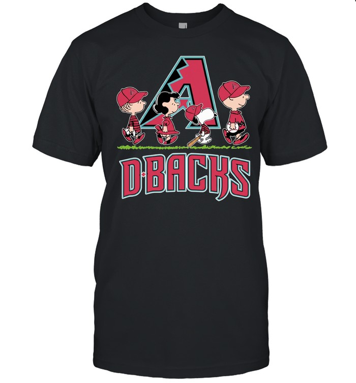 Snoopy Charlie Brown Linus and Lucy wearing Arizona Diamondbacks baseball jersey Unisex T-Shirt