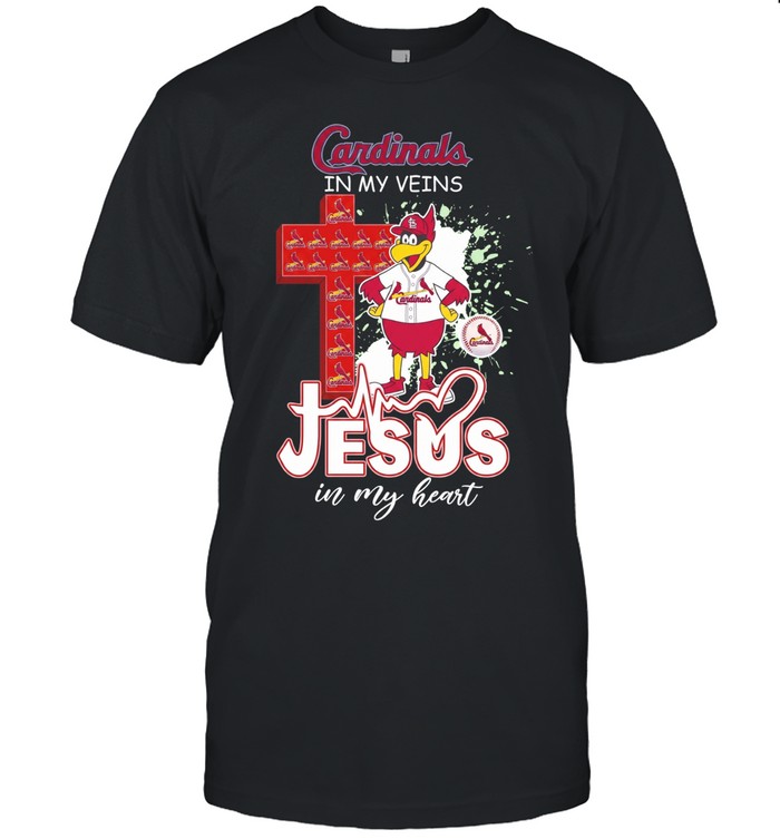St Louis Cardinals mascot cross Cardinals in my veins Jesus in my heart Unisex T-Shirt