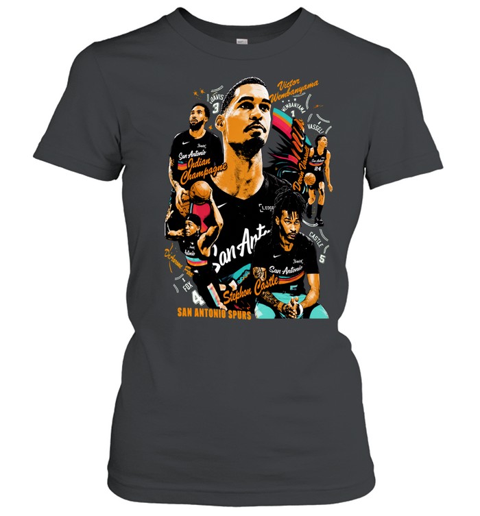 Victor Wembanyama Julian Champagnie And Stephon Castle San Antonio Spurs Big 3 Women T-Shirt