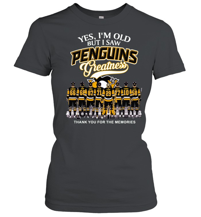 Yes I’m Old But I Saw Pittsburgh Penguins Greatness Thank You For The Memories Signatures Women T-Shirt