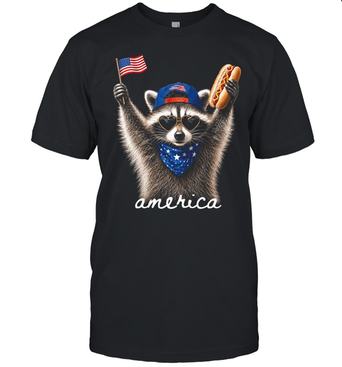 America Raccoon Hot Dog 4th Of July Unisex T-Shirt