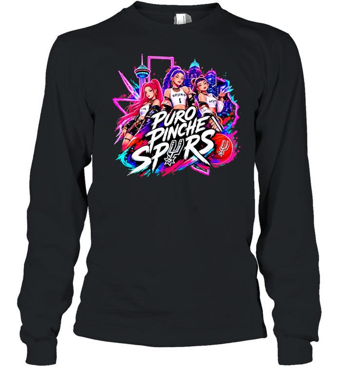 Antonio Spurs Basketball Kpop Demon Hunters Puro Pinche Spurs Long Sleeve Tee