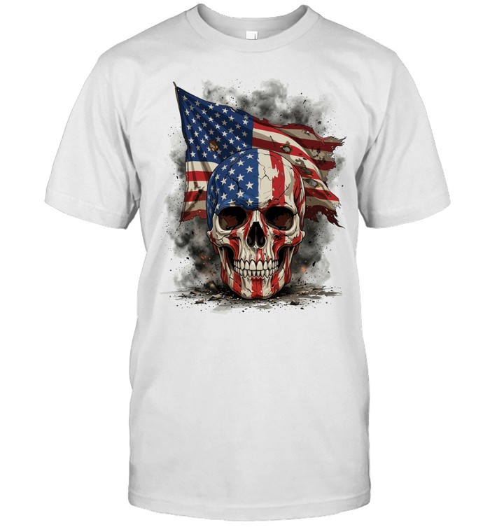 Battle Worn American Flag Skull Unisex T-Shirt