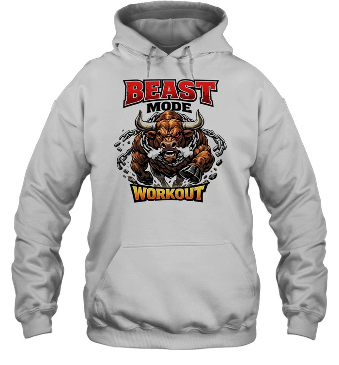 Beast mode workout illustrated bull with chains Hoodie