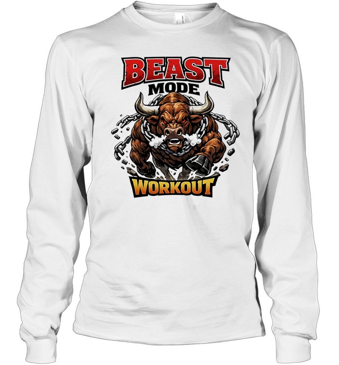 Beast mode workout illustrated bull with chains Long Sleeve Tee