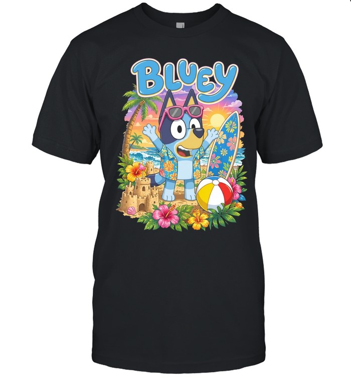Blue Dog the beach is my happy place Unisex T-Shirt