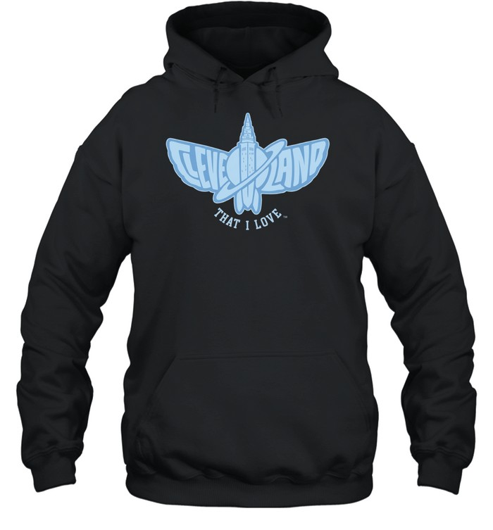 Cleveland That I Love city skyline moth butterfly logo Hoodie