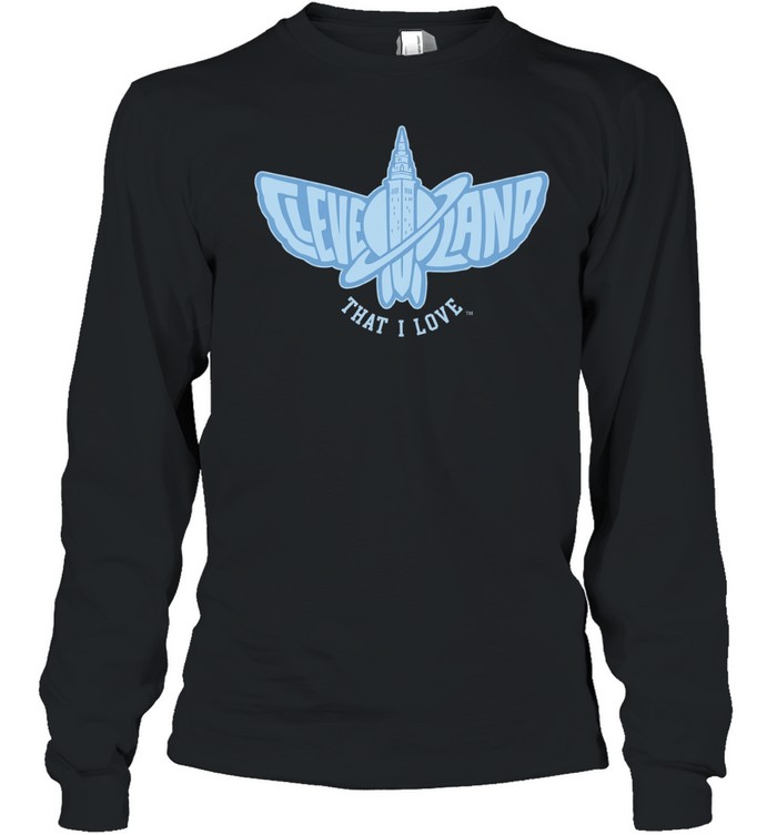 Cleveland That I Love city skyline moth butterfly logo Long Sleeve Tee