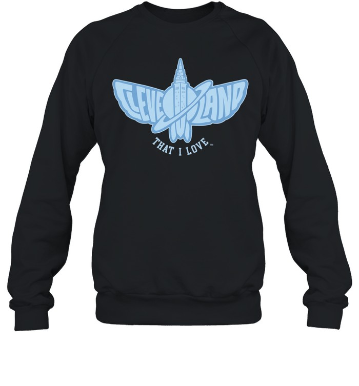 Cleveland That I Love city skyline moth butterfly logo Sweatshirt