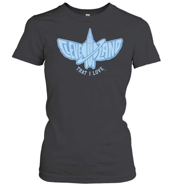 Cleveland That I Love city skyline moth butterfly logo Women T-Shirt