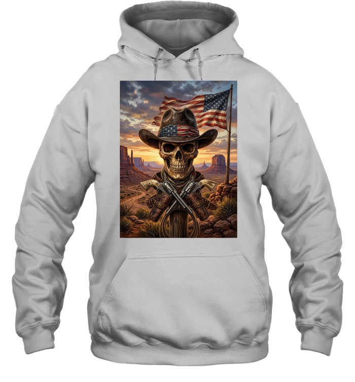 Cowboy Skull Western American Patriot Hoodie