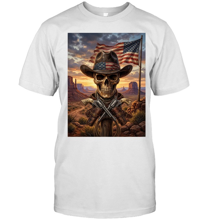 Cowboy Skull Western American Patriot Unisex T-Shirt