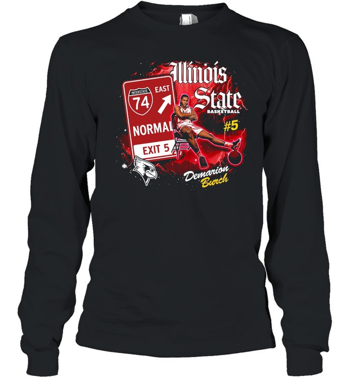 Demarion Burch Illinois State Basketball Interstate 74 Normal Exit 5 Long Sleeve Tee