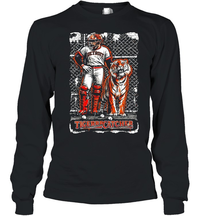 Detroit Tigers Catcher with Tiger Baseball Long Sleeve Tee