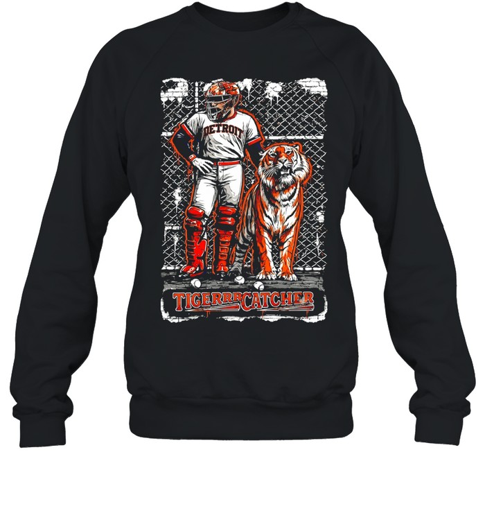 Detroit Tigers Catcher with Tiger Baseball Sweatshirt