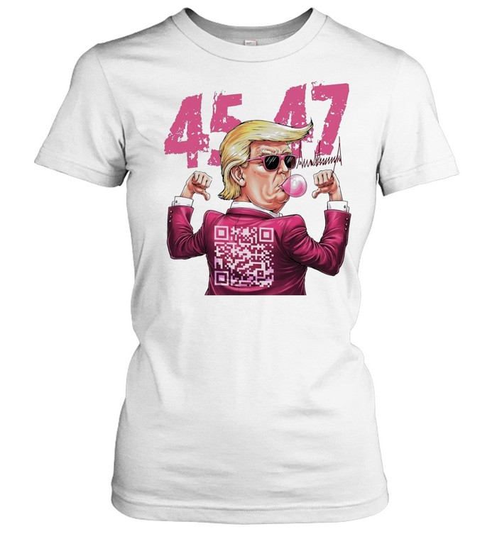 Donald Trump 45 47 Bubble Gum Qr Code Women T-Shirt