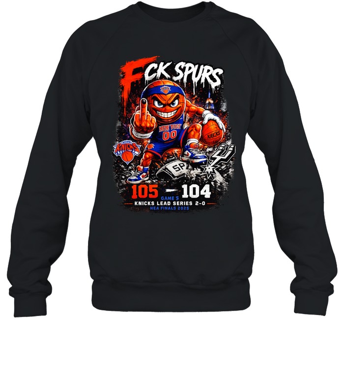 Fck Spurs New York Knicks Basket Ball Cartoon Mascot Win Game 2 Finals 2026 Sweatshirt
