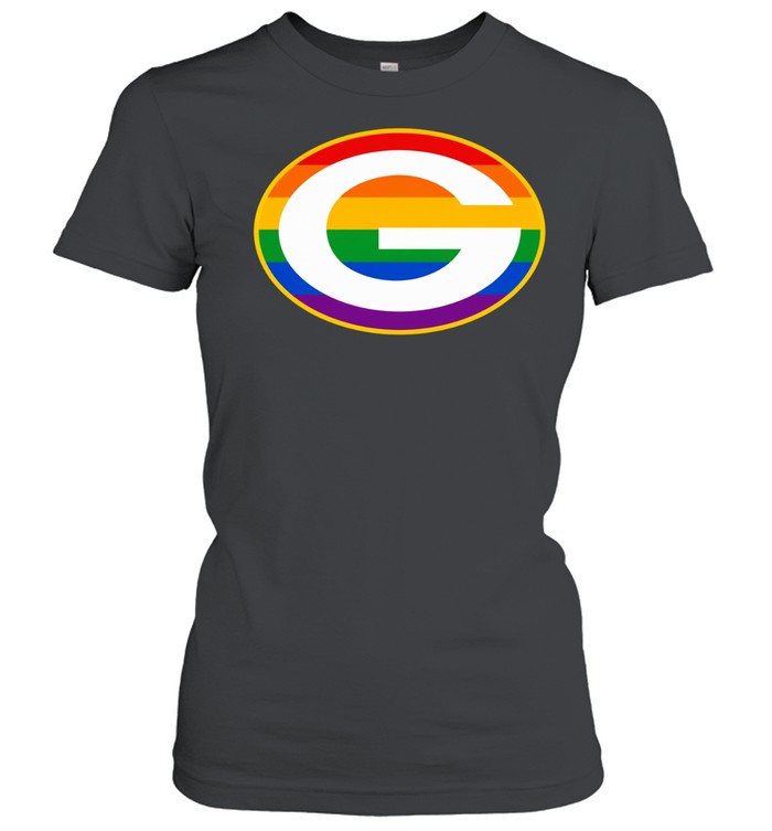 Green Bay Packers Rainbow Pride Fan Gear With G Logo Football Sports Team Women T-Shirt