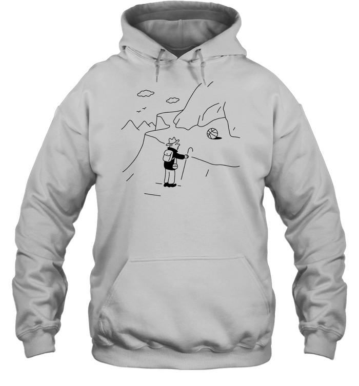 Hiker finding a basketball in the mountains Hoodie