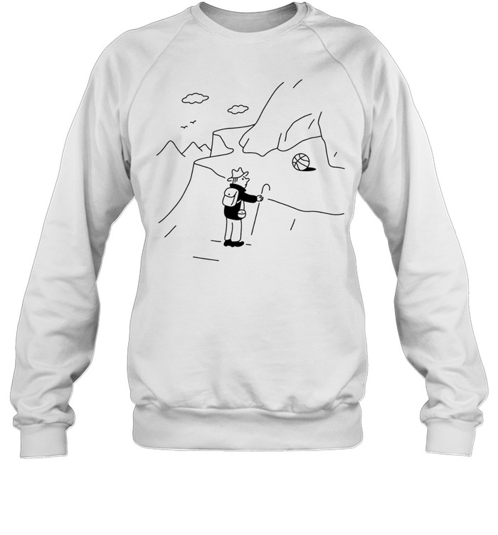 Hiker finding a basketball in the mountains Sweatshirt