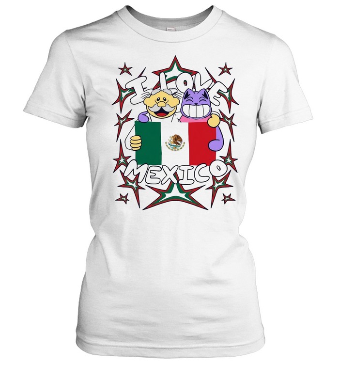 I Love Mexico Cartoon Character Flag Women T-Shirt