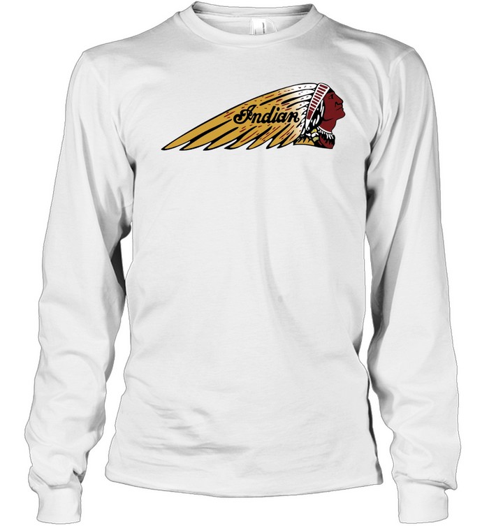 Indian Motorcycle Logo Native American Headdress Feather Long Sleeve Tee