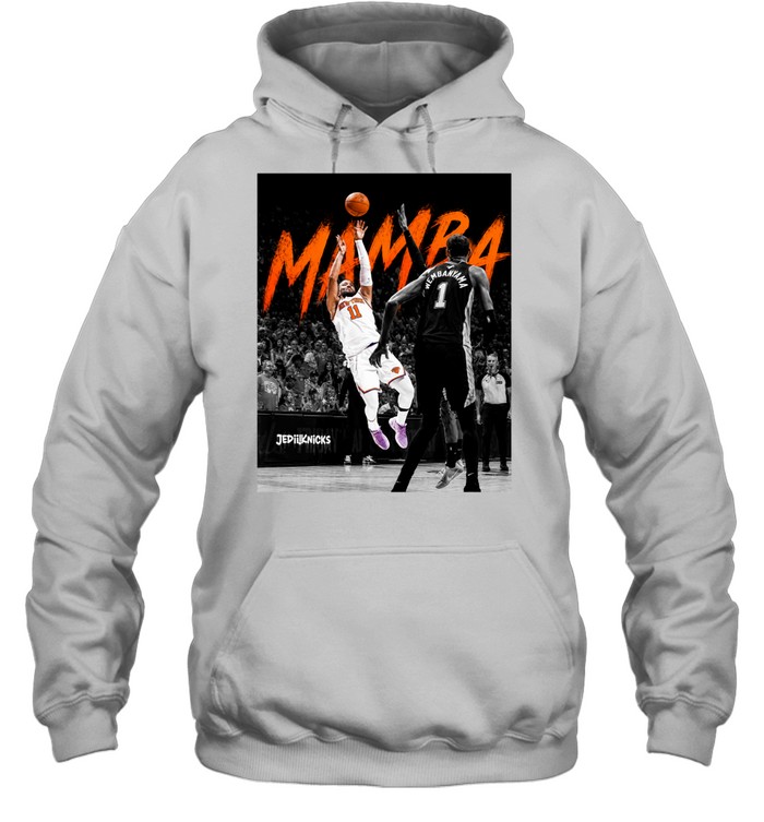 Jalen Brunson 11 Shooting Over San Antonio Spurs Victor Wembanyama 1 Mamba Orange Finals 2026 Hoodie