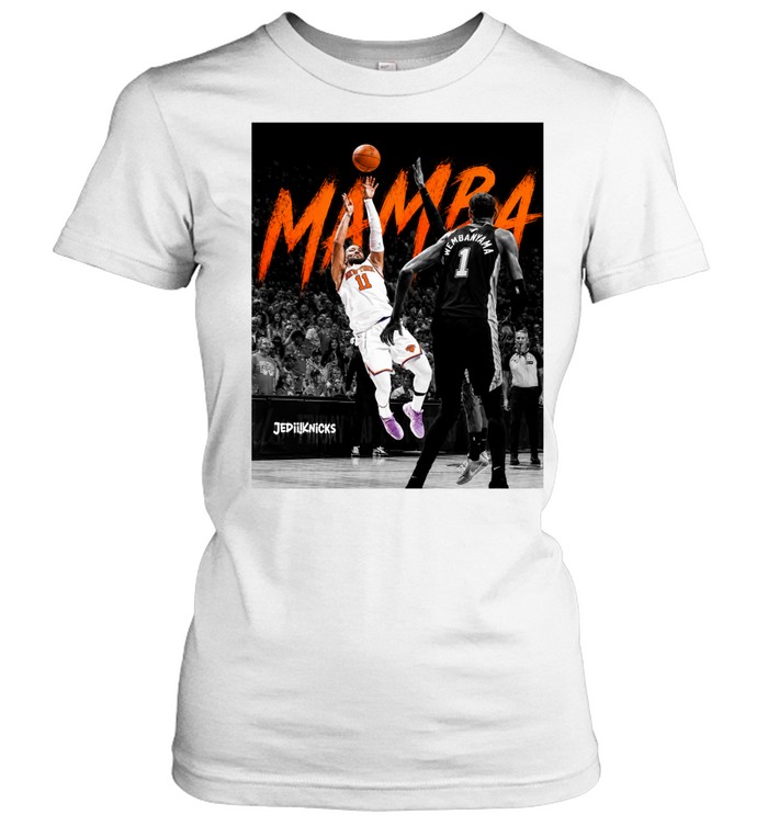 Jalen Brunson 11 Shooting Over San Antonio Spurs Victor Wembanyama 1 Mamba Orange Finals 2026 Women T-Shirt