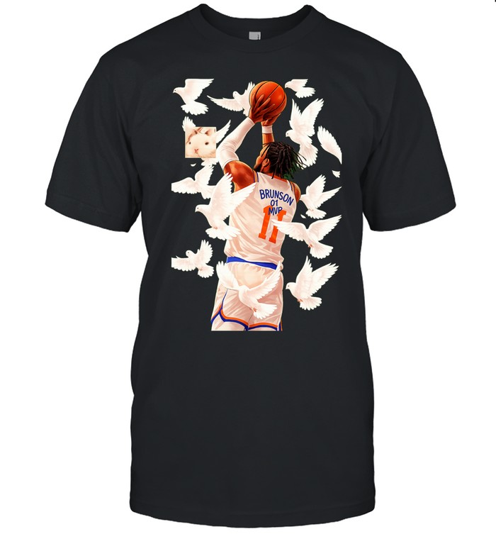 Jalen Brunson 11 White Doves Flying Background Graphic Painting Unisex T-Shirt