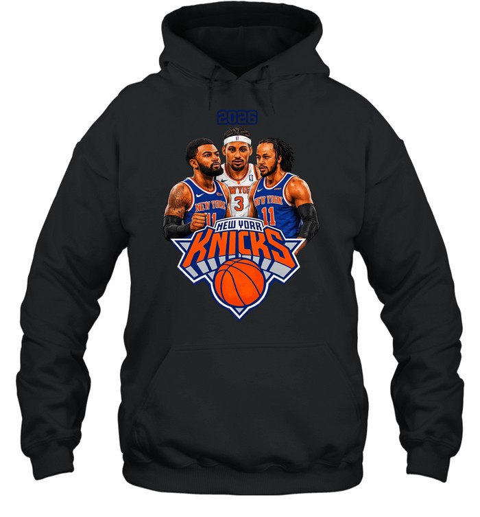Jalen Brunson Josh Hart Karl Anthony Towns New York Knicks Big Three Finals 2026 Hoodie