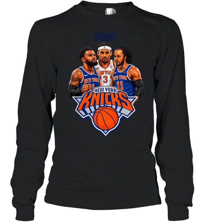 Jalen Brunson Josh Hart Karl Anthony Towns New York Knicks Big Three Finals 2026 Long Sleeve Tee