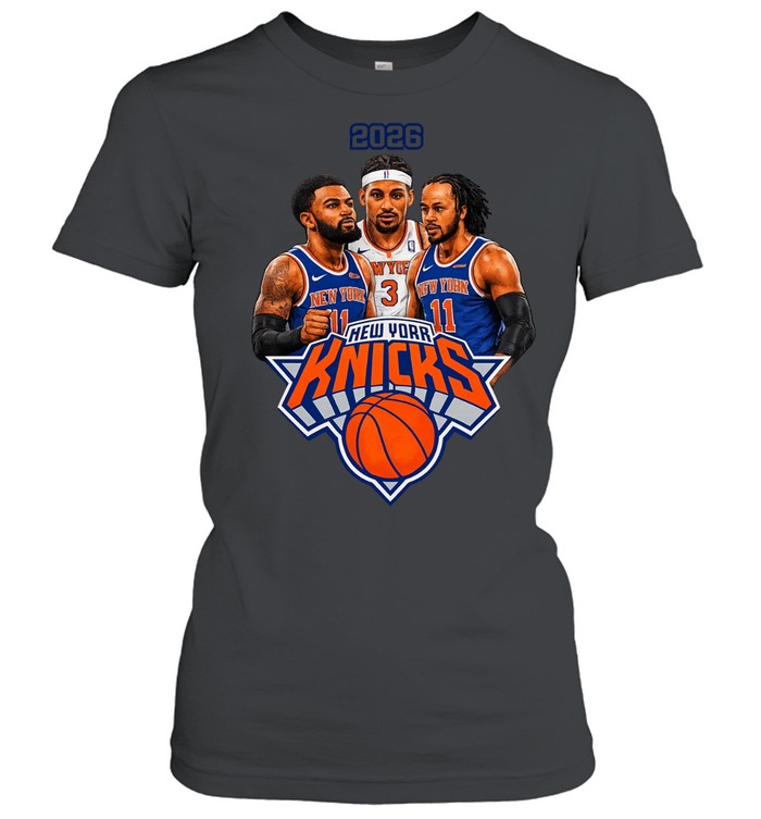 Jalen Brunson Josh Hart Karl Anthony Towns New York Knicks Big Three Finals 2026 Women T-Shirt