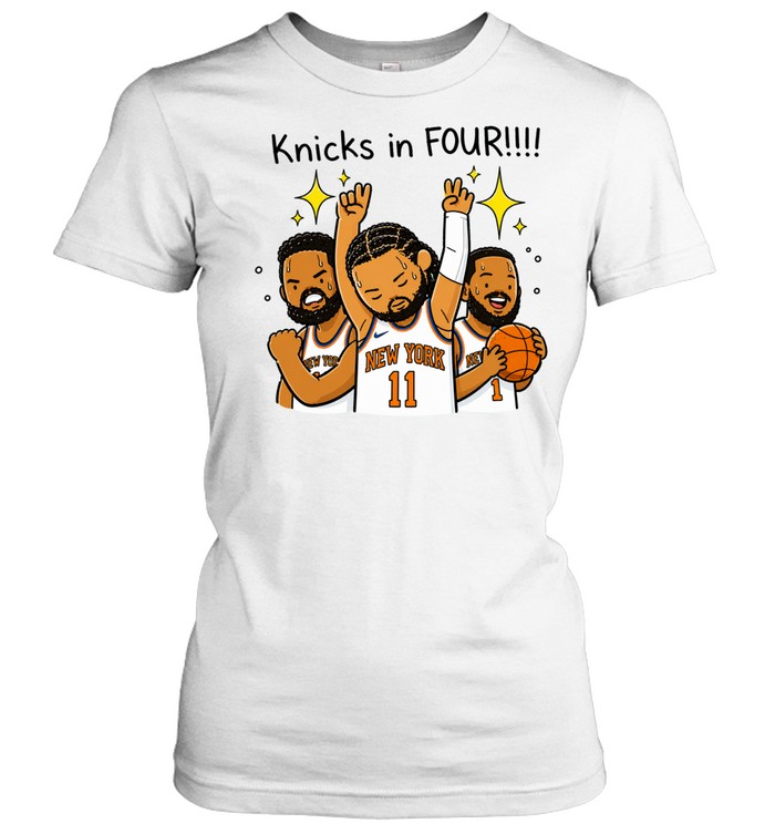 Jalen Brunson Knicks in Four Cartoon Basketball Finals 2026 Women T-Shirt