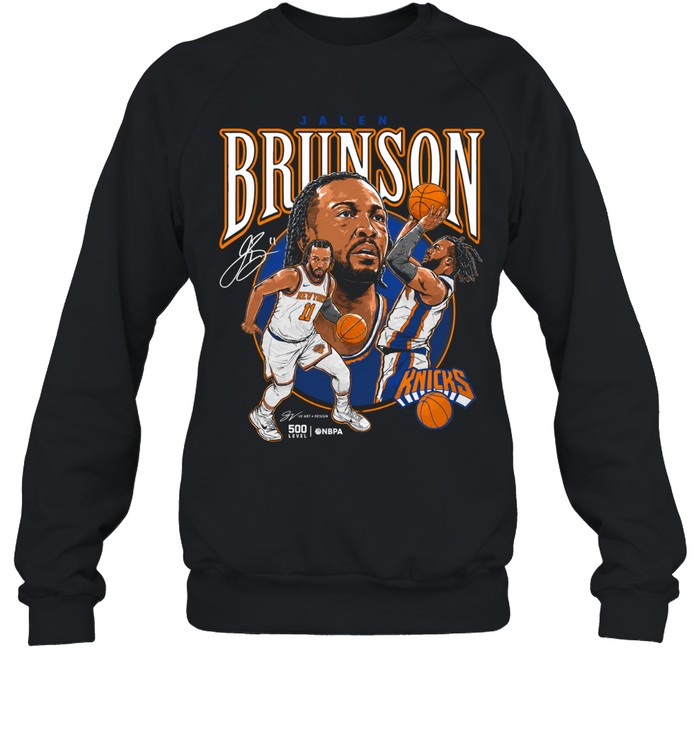 Jalen Brunson New York Knicks 500 Level Youth Trio Caricature Sweatshirt