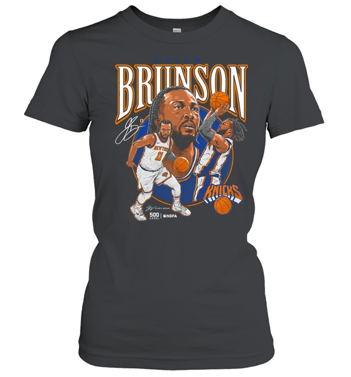 Jalen Brunson New York Knicks 500 Level Youth Trio Caricature Women T-Shirt