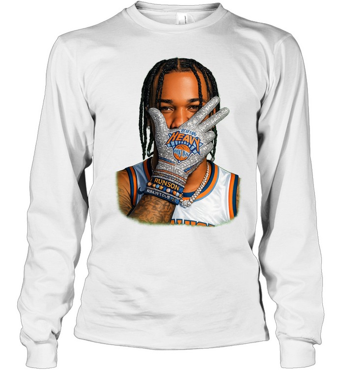 Jalen Brunson New York Knicks New York Heavy Highlark Three Point Celebration Finals 2026 Two Sided Long Sleeve Tee