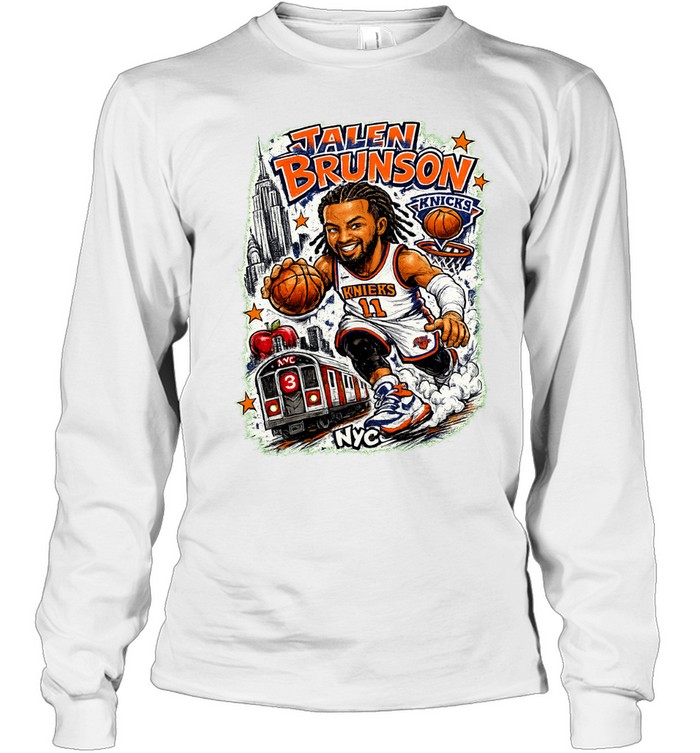 Jalen Brunson NYC Subway Caricature Finals 2026 Long Sleeve Tee