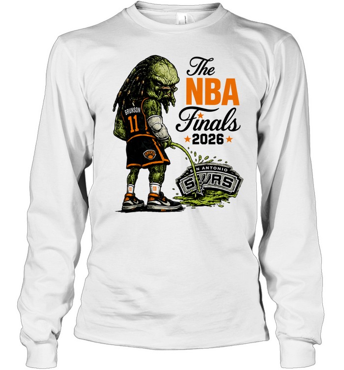 Jalen Brunson Predator Peeing On San Antonio Spurs Logo Parody Finals 2026 Long Sleeve Tee