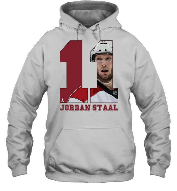 Jordan Staal 11 Carolina Hurricanes helmet close-up number portrait Hoodie