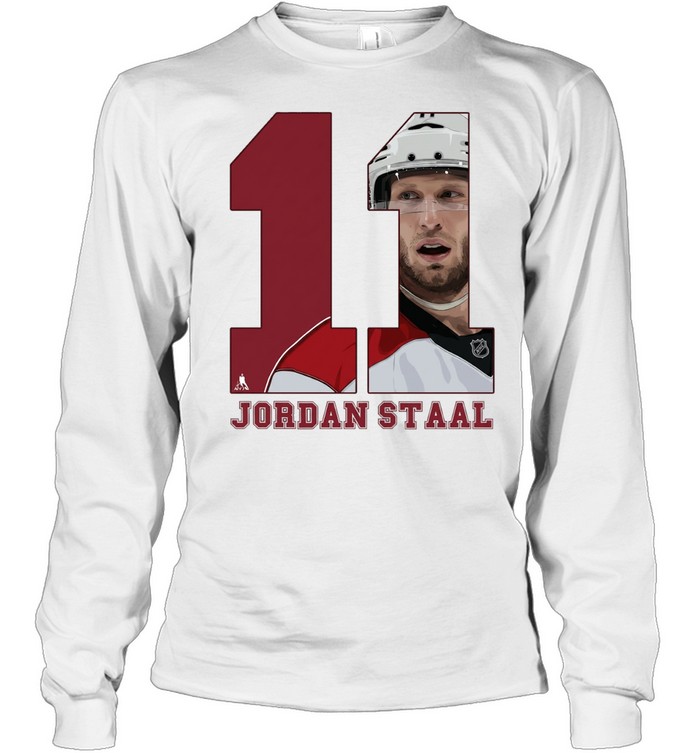 Jordan Staal 11 Carolina Hurricanes helmet close-up number portrait Long Sleeve Tee