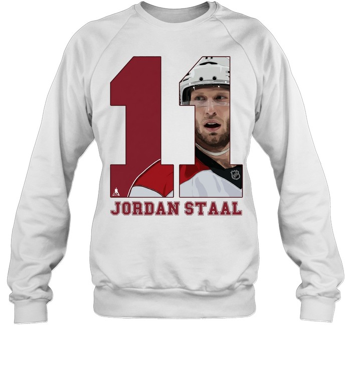 Jordan Staal 11 Carolina Hurricanes helmet close-up number portrait Sweatshirt