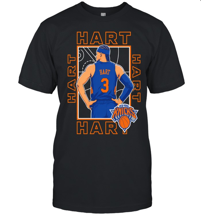 Josh Hart New York Knicks Athlete Portrait Illustration On A Blue Unisex T-Shirt