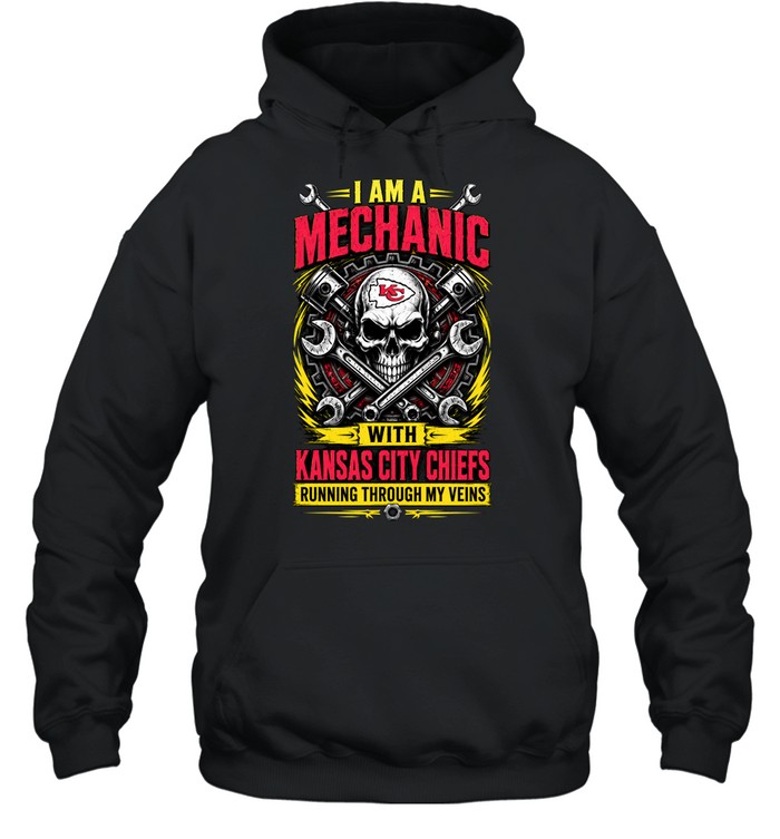 Kansas City Chiefs I Am A Mechanic Running Through My Veins Skeleton Hoodie